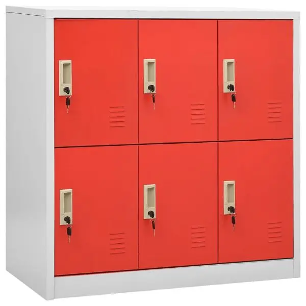 vidaXL Locker Cabinet Light Charcoal and Red 35.4"x17.7"x36.4" Carbon Steel, 6 doors, 336438