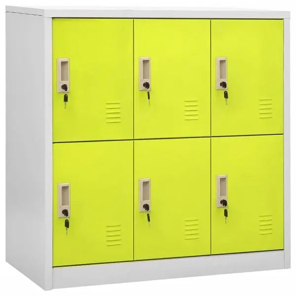 vidaXL Locker Cabinet Light Gray and Green 35.4"x17.7"x36.4" Steel, 6 doors, 336439
