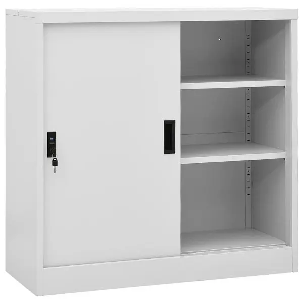 vidaXL Office Cabinet Sliding Door Light Gray 35.4"x15.7"x35.4" Spring Steel, 335951