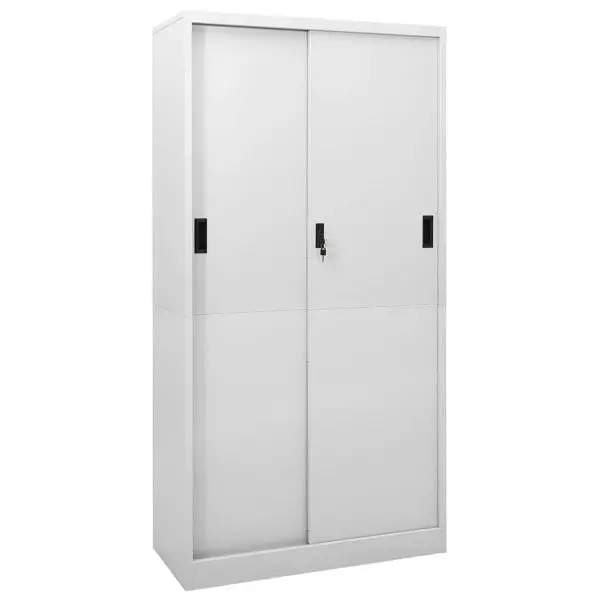 vidaXL Office Cabinet Sliding Door Light Gray 35.4"x15.7"x70.9" Steel, 335959