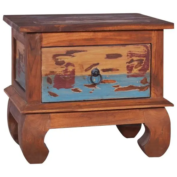 vidaXL Plug-and-Play Bedside Cabinet 17.7"x13.8"x15.7" Reclaimed Teak Wood, Bronze colored, 289056