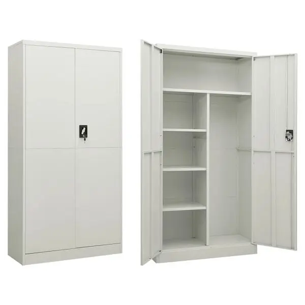 vidaXL Professional Locker Cabinet Light Gray 35.4"x15.7"x70.9" Steel, 2 doors, 335971