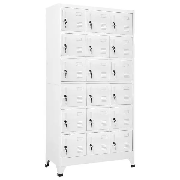 vidaXL Quality Locker Cabinet 18 Compartments Metal 35.4"x15.7"x70.9", Gray colored, 245966