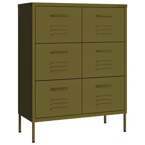 vidaXL Quick-Connect Drawer Cabinet Olive Green 31.5"x13.8"x40" Steel, 336144