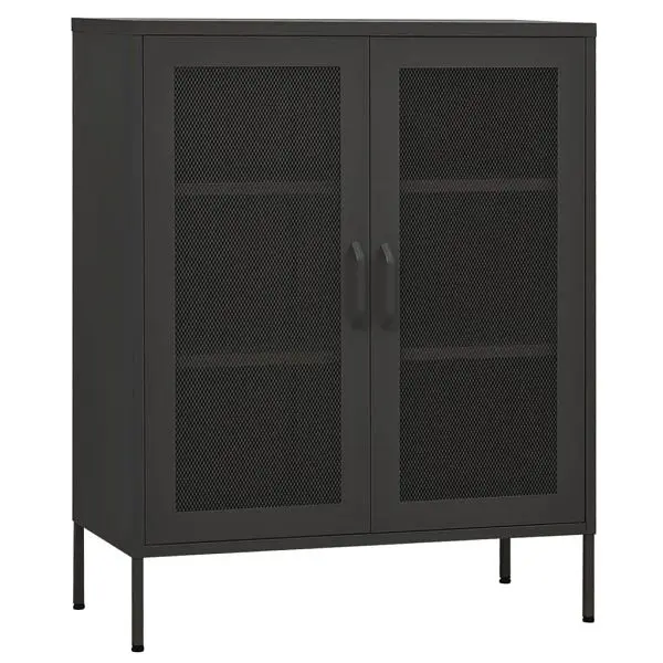 vidaXL Rapid Storage Cabinet Anthracite 31.5"x13.8"x40" Spring Steel, 2 glass doors, 336177