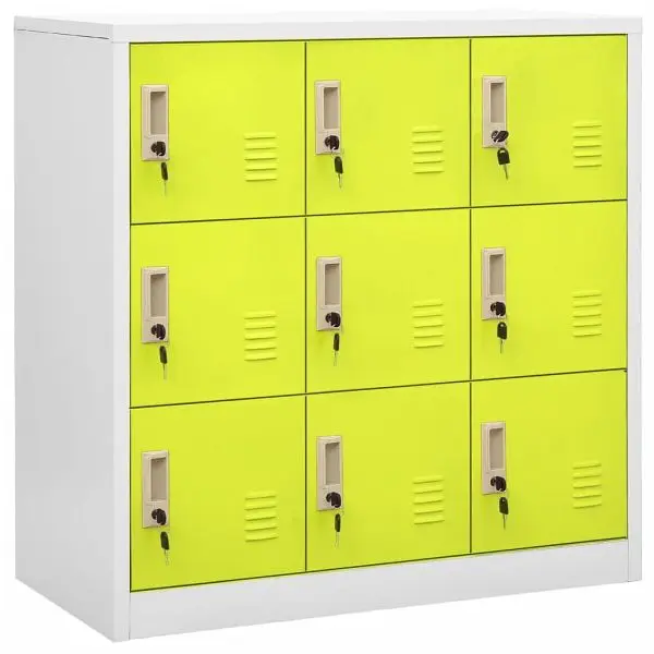 vidaXL Secure Locker Cabinet Light Gray and Green 35.4"x17.7"x36.4" Steel, 9 doors, 336443