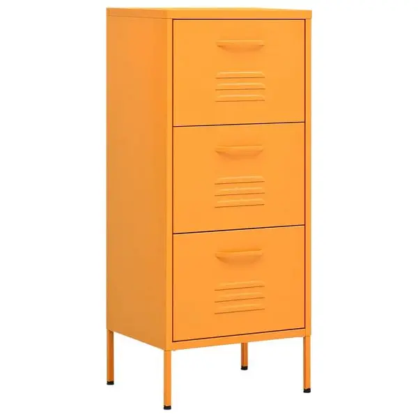 vidaXL Storage Cabinet Mustard Bright Yellow 16.7"x13.8"x40" Tool Steel, 3 drawers, 336182