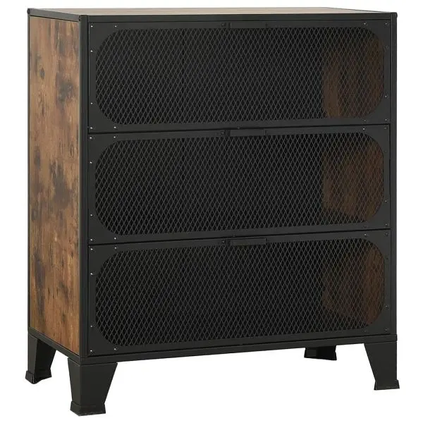vidaXL Storage Cabinet Rustic Bronze 28.3"x14.2"x32.3" Metal and MDF, 3 drawers, 335911