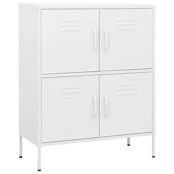 vidaXL Storage Cabinet White 31.5"x13.8"x40" Mild Steel, 336143