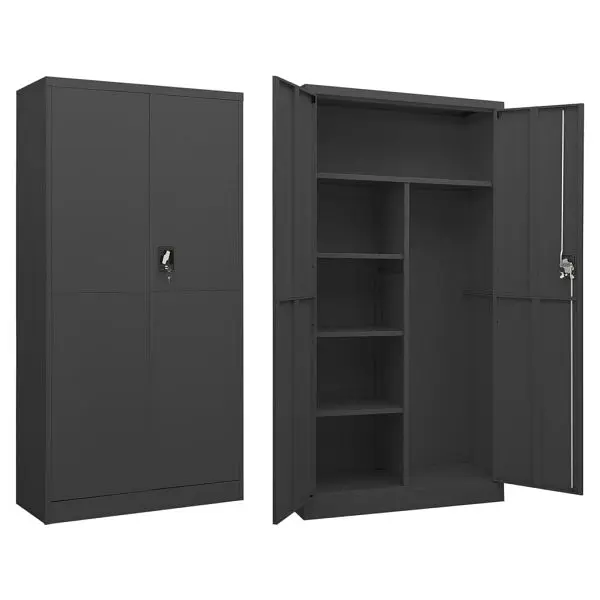 vidaXL Superior Locker Cabinet Anthracite 35.4"x15.7"x70.9" Alloy Steel, 2 doors, 335973