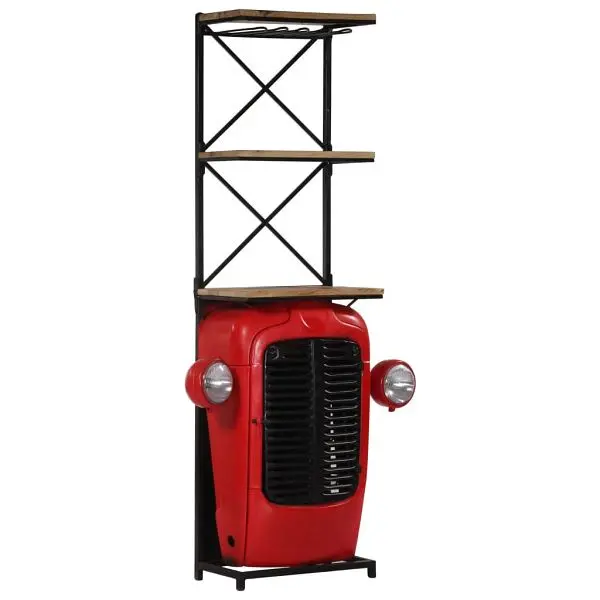 vidaXL Tractor Wine Cabinet 19.3"x12.2"x67.7" Solid Mango Wood, Red colored, 247871