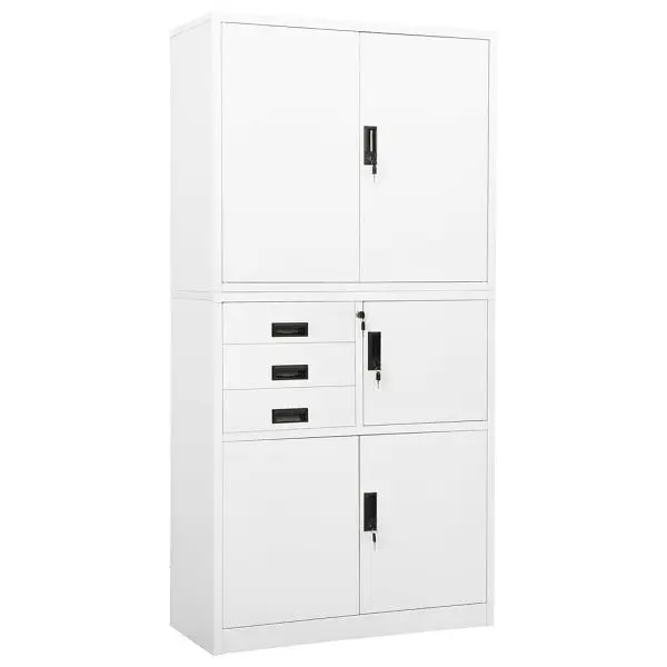vidaXL Trusted Office Cabinet White 35.4"x15.7"x70.9" Spring Steel, 336413