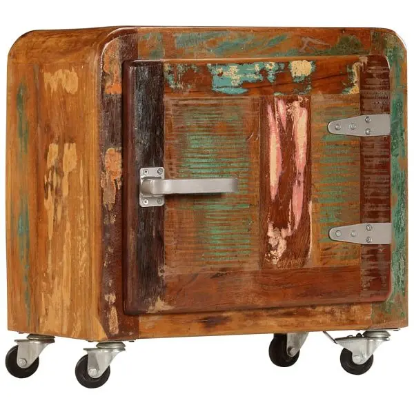 vidaXL Updated Bedside Cabinet 19.7"x11.8"x19.7" Solid Reclaimed Wood, Multicolour colored, 247514