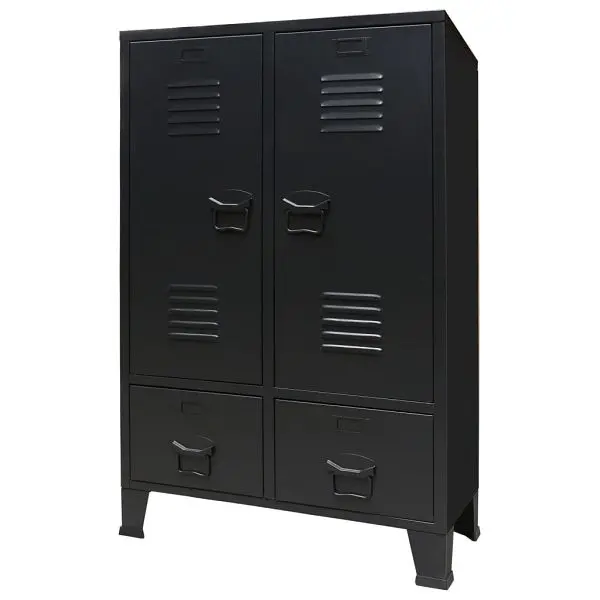 vidaXL Wardrobe Metal Industrial Style 26.4"x13.8"x42.1" Black, 245960