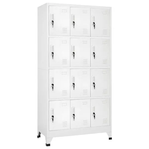 vidaXL Wear-Resistant Locker Cabinet 12 Compartments 35.4"x17.7"x70.9", Silver Gray colored, 244476