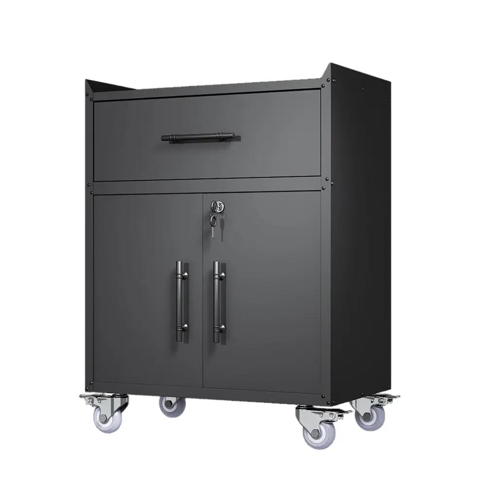 Rolling Metal Tool Storage Cabinet, Lockable Garage Storage Cabinet, Locking Metal Storage Cabinet Wheels, Rolling Tool Ch...