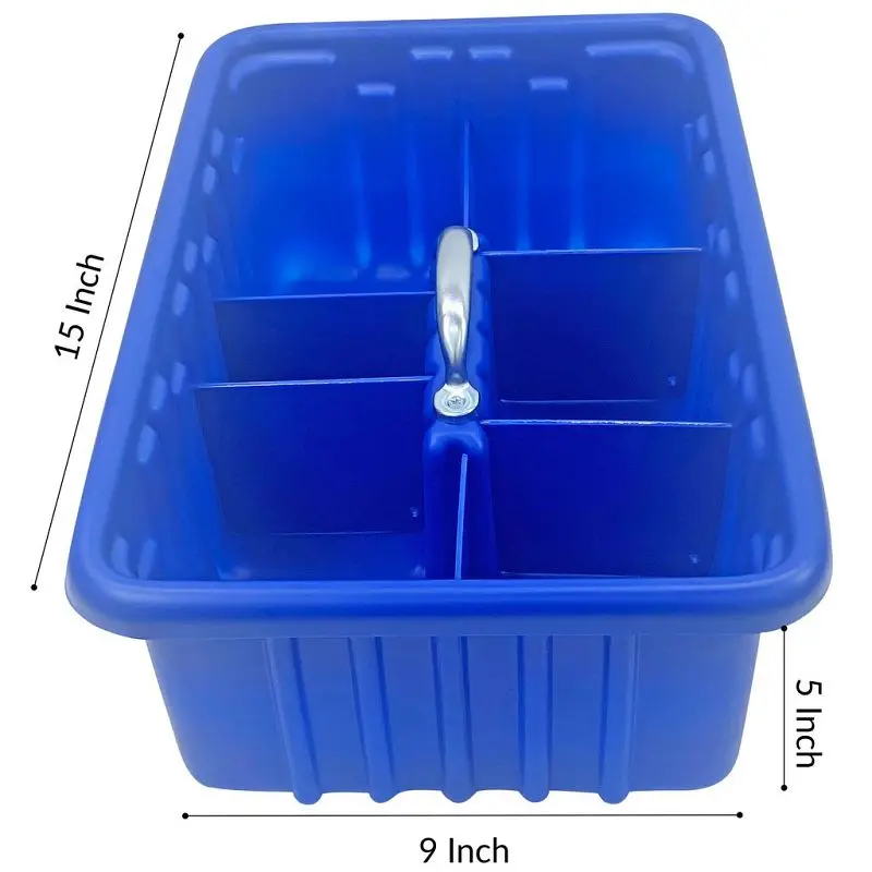 American Constructed Pro Blue HDPE Plastic Small Tool/Tote Tray 6 Dividers, 15 x 9 x 5 , Pack 10, T1050 P10 BLU American B...