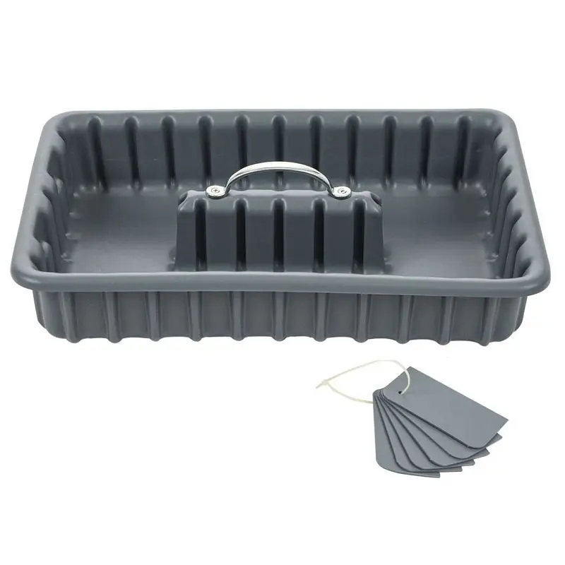 American Constructed Pro Gray HDPE Plastic Small Tool/Tote Tray 6 Dividers, 15 x 9 x 3 , Pack 10, T1000 P10 American Built...