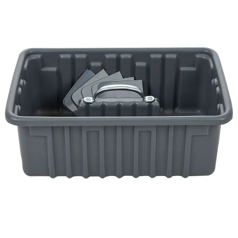 American Fortified Constructed Pro Gray HDPE Plastic Small Tool/Tote Tray 6 Dividers, 15 x 9 x 5 , Pack 10, T1050 P10 Amer...