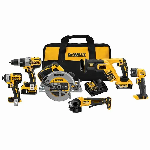 DeWalt 20V Max XR Li-ion 6 Tool Combo Kit, DCK695P2
