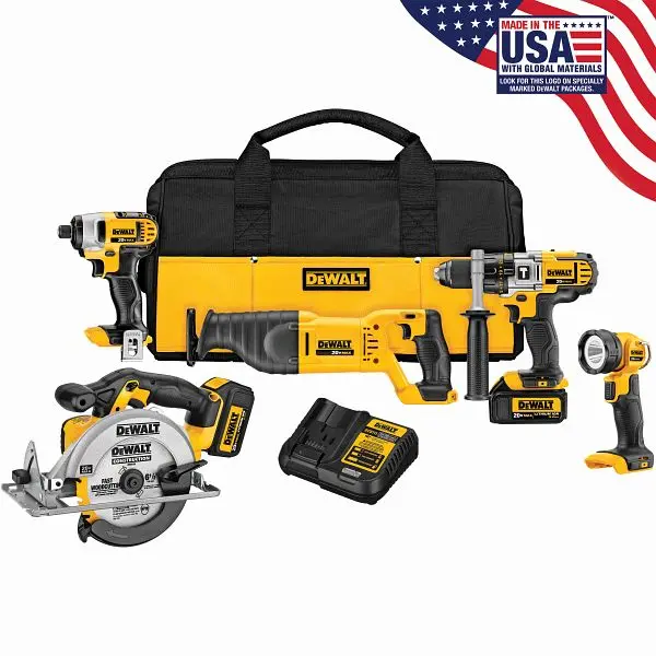 DeWalt Rust-Resistant 20V Max Lithium Ion 5-Tool Combo Kit (3.0 Ah), DCK590L2