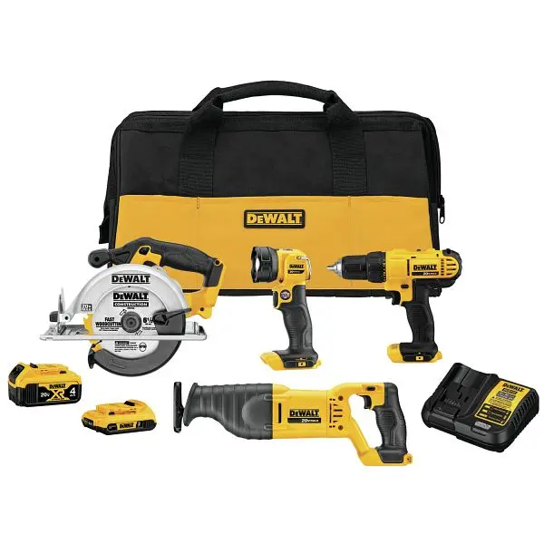 DeWalt Tough 20V Max 4-Tool Combo Kit, DCK445D1M1