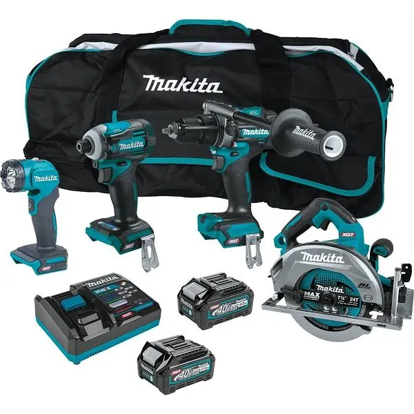 Makita 40V max XGT Brushless Cordless 4 Piece Combo Kit, GPH01, GDT01, GSH01, ML001G, bag (2.5Ah/4.0Ah), GT400M1D1