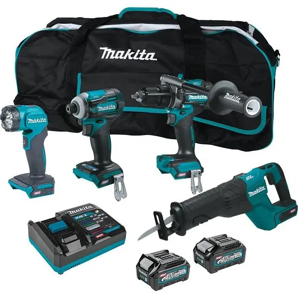 Makita 40V max XGT Brushless Cordless 4 Piece Combo Kit, GPH01, GDT01, GRJ01, ML001G, bag (2.5Ah/4.0Ah), GT401M1D1