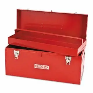 Proto General Purpose Tool Box, Double Latch, 20 W x 8-1/2" D x 9-1/2" H, Steel, Red, J9975-NA