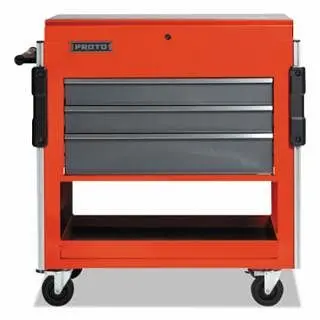 Proto Modular Functionality Carts, 37 x 20 x 43" 3 Drawers, Securety Red, Gunmetal, JUC3743-3SG