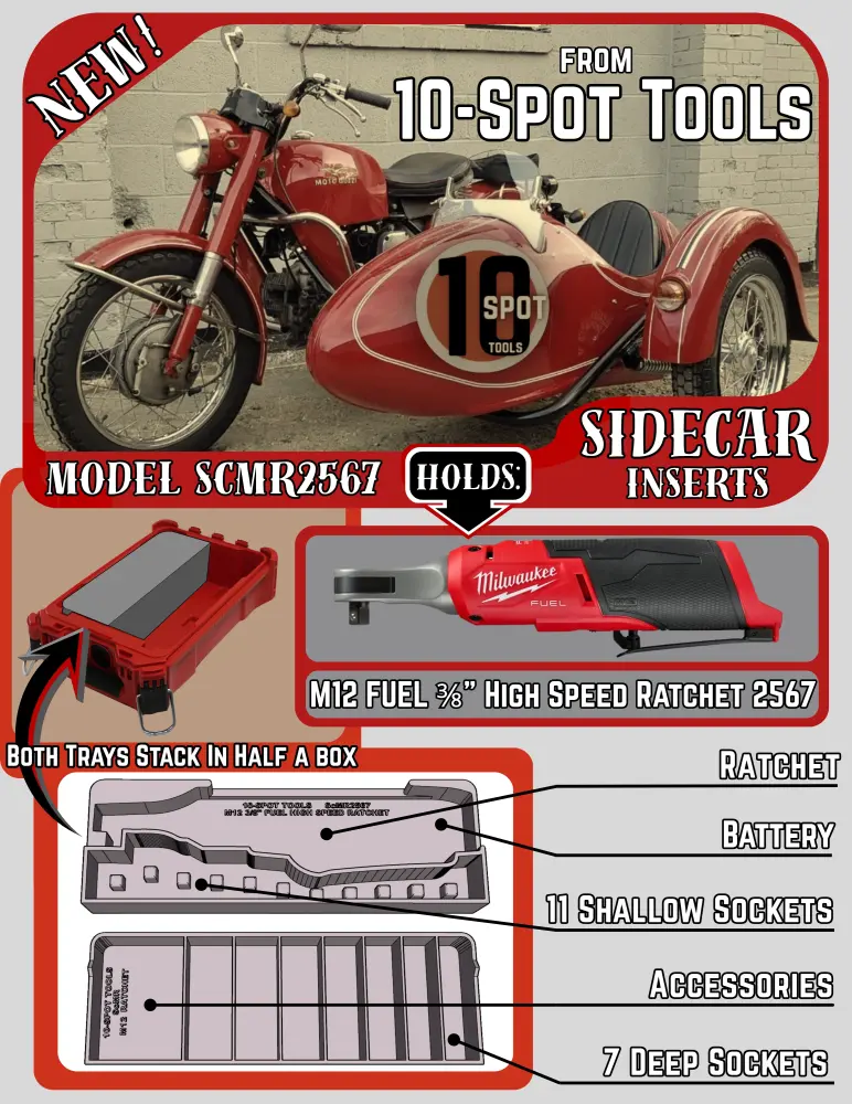Packout SideCar Insert M12 FUEL 3/8" High Speed Ratchet (ScMR2567) Charcoal Gray