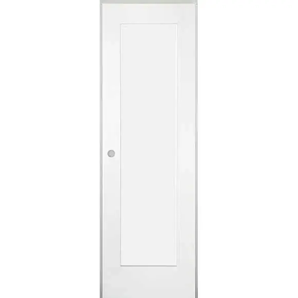 24 . x 80 . 1-Panel Shaker Solid Core Primed Alabaster MDF Prehung Interior Door Black Hinges