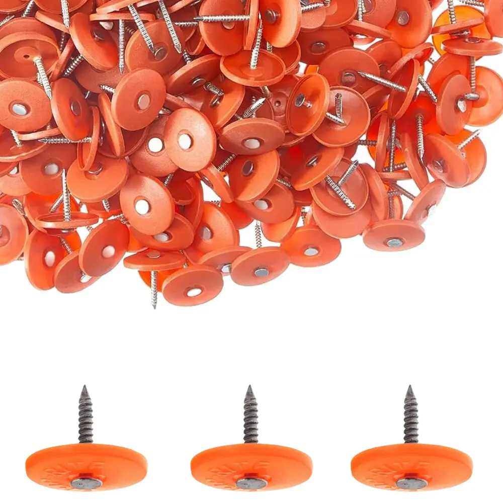 250-Pack Round Acrylic Cap Nail 1 Inch Roofing Nails Galvanized Tar Paper Nails House Wrap Fastening & Insulation