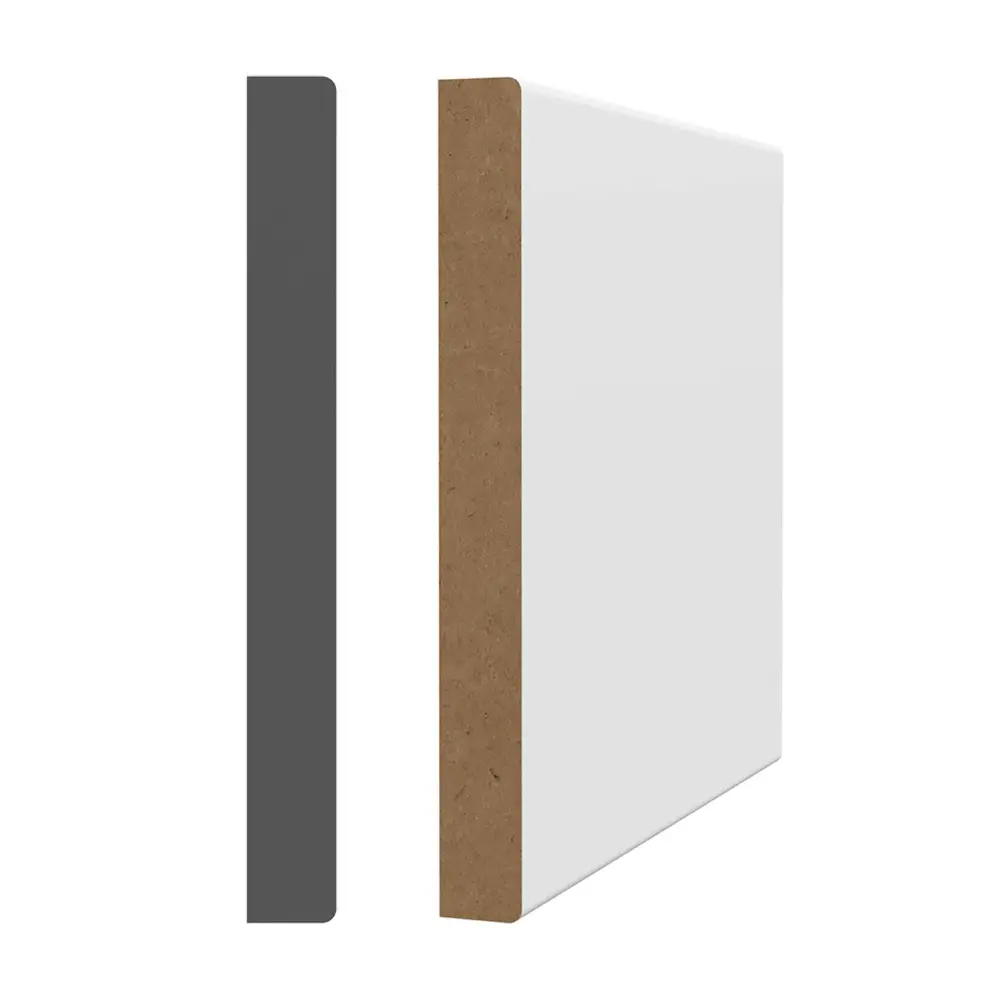 3/8'' x 3-1/2'' x 8' Alabaster Primed MDF Baseboard