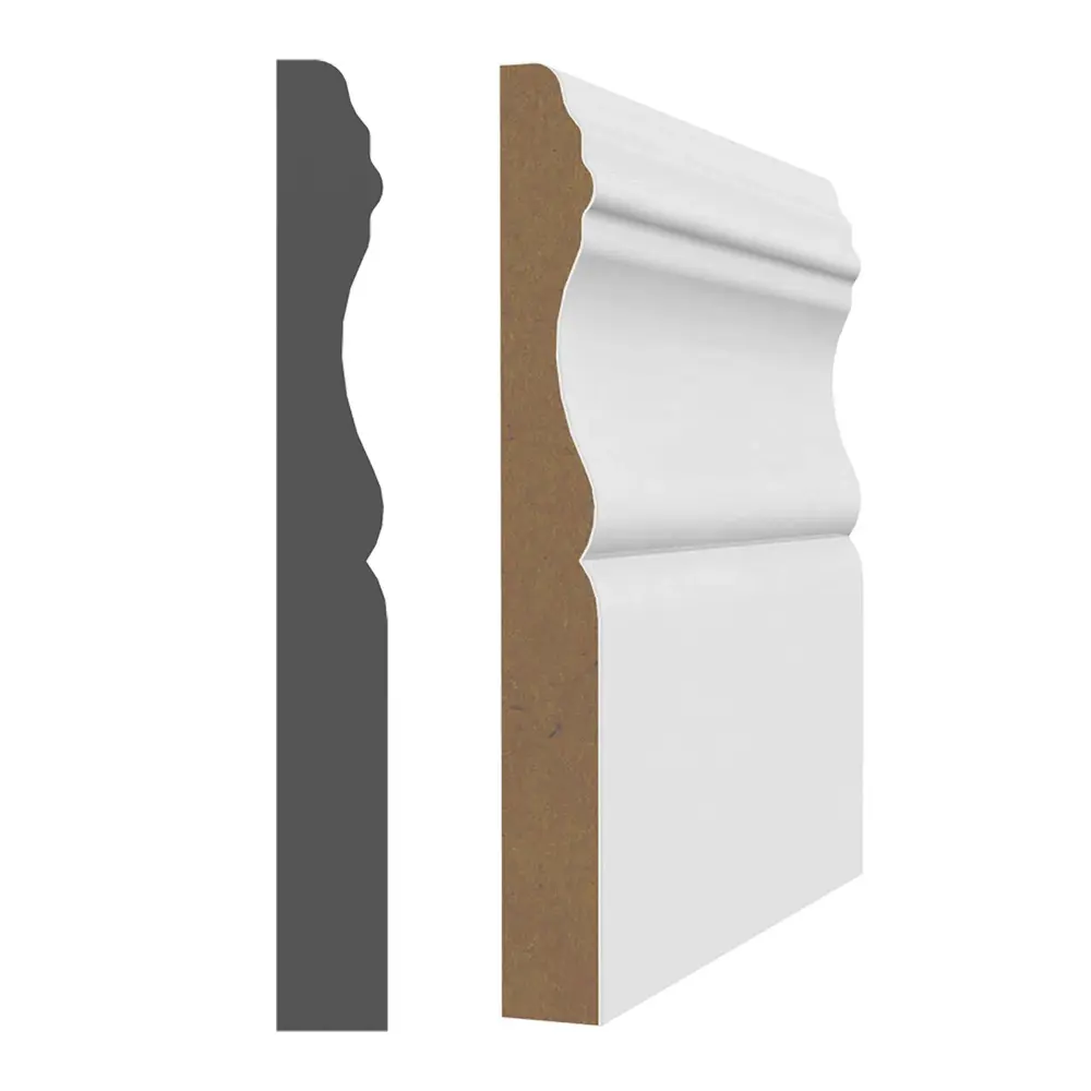 1/2" x 4-1/8'' x 8' Pearl Primed MDF Baseboard