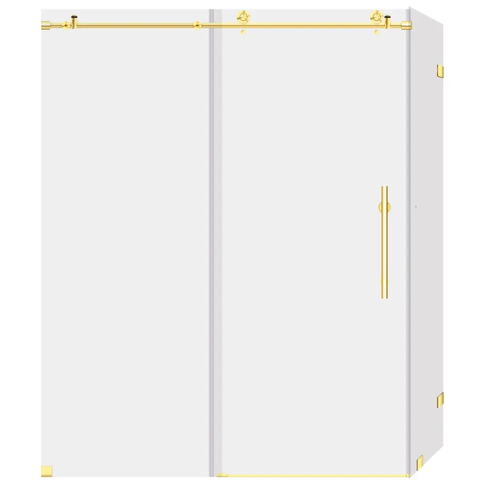 44-48 W x 76 H x 36 D Sliding Frameless Shower Enclosure ULTRA-C Lucid Glass Gold