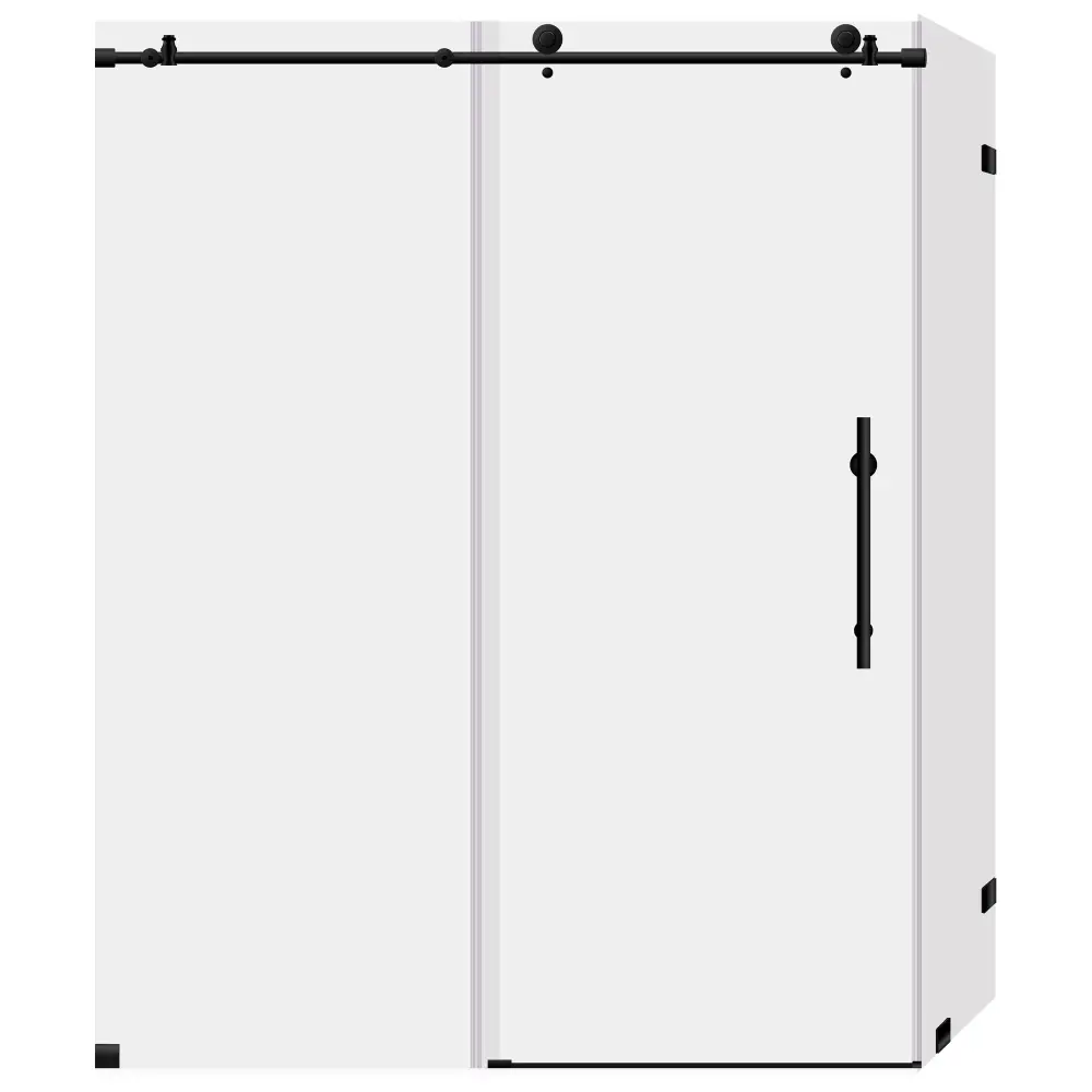 44-48 W x 76 H x 34 1/2 D Sliding Frameless Shower Enclosure ULTRA-C Clear Glass Low-sheen Black