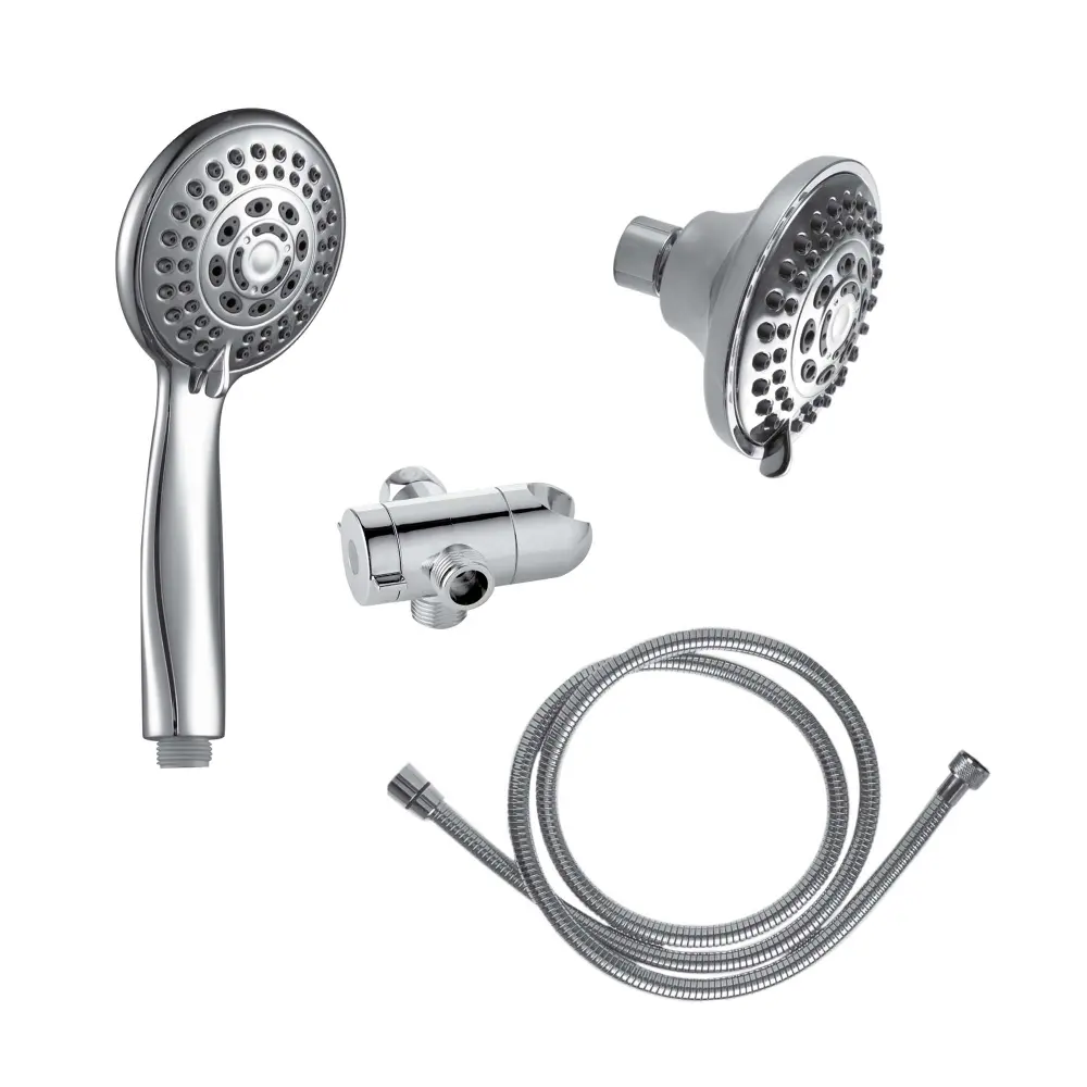 5-Setting Hand Shower and Shower Head Combo, Shiny metal Finish