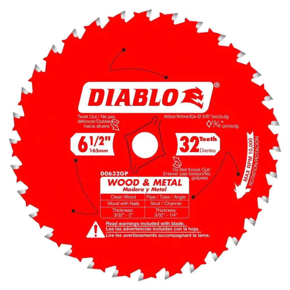 6-1/2 . x 32 Tooth Wood & All-metal Carbide Saw Blade