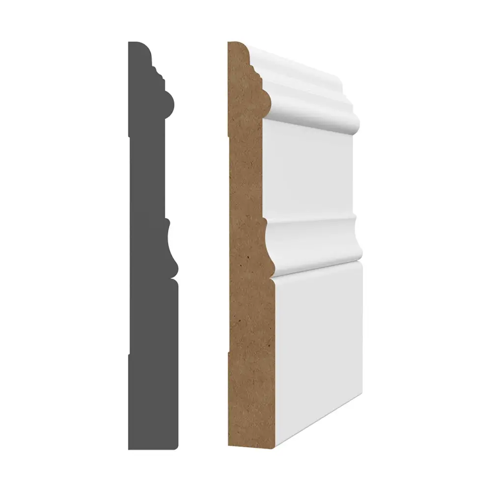5/8'' x 5'' x 8' Alabaster Primed MDF Baseboard