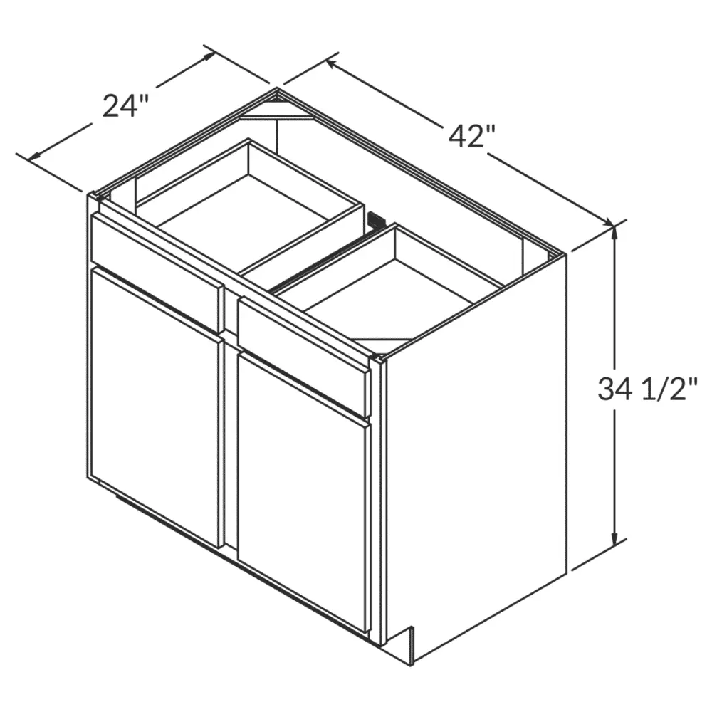 Base Kitchen Cabinet B42 Newport LessCare 42 . width 34.5 . height 24 . depth
