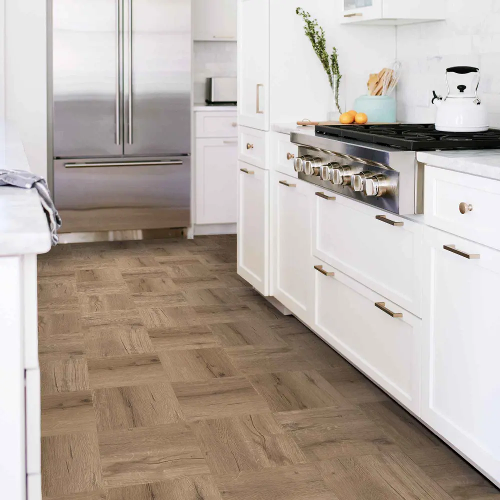 Brown Wood Effect Peel and Stick Vinyl Floor Tiles, 10 Units (Brown)