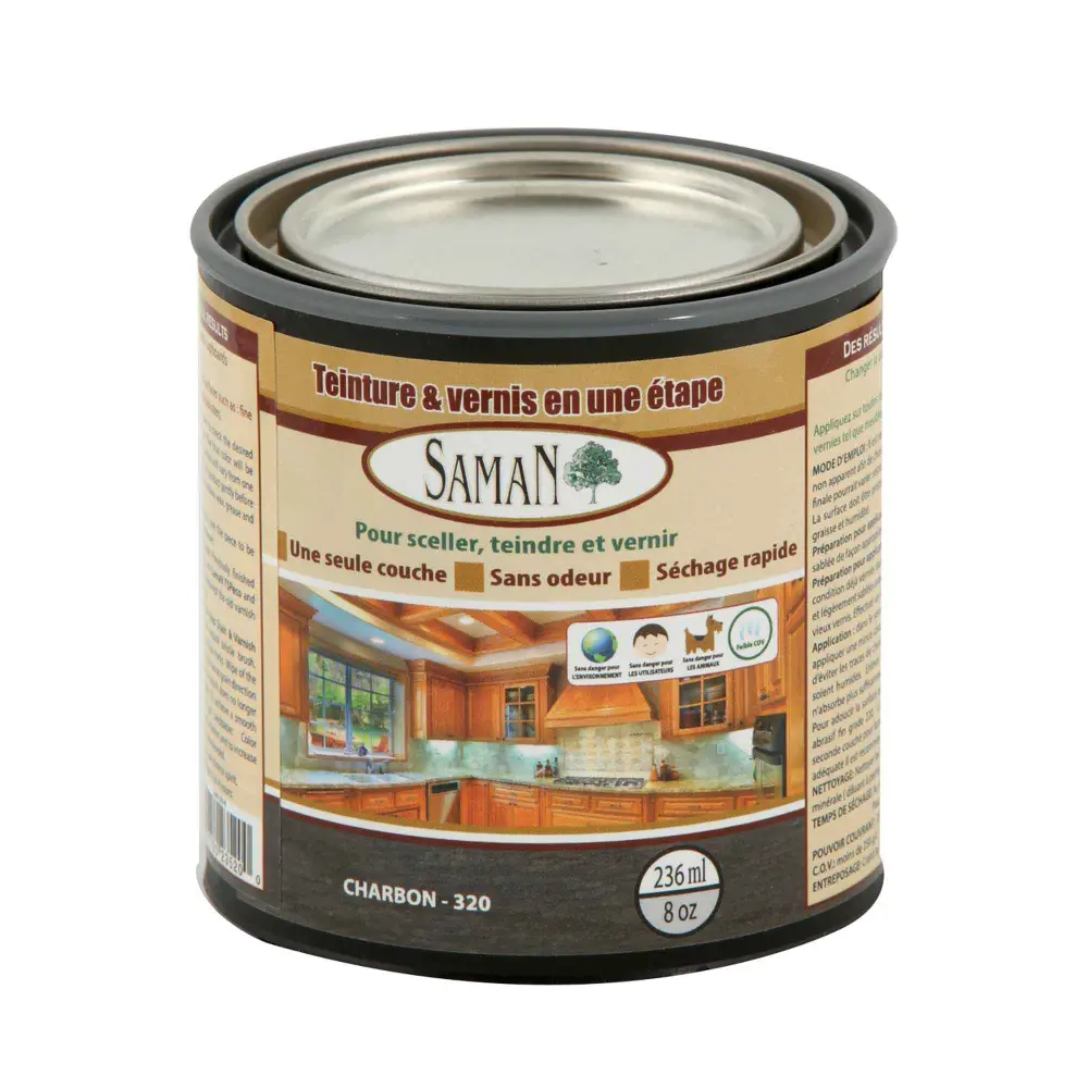 Charcoal One Step Wood Stain and Varnish, 236 ml