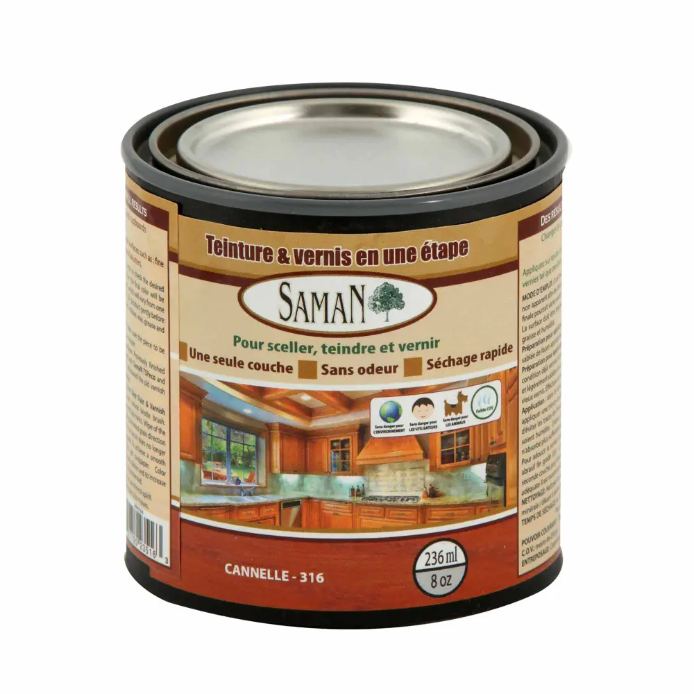 Cinnamon One Step Wood Stain and Varnish, 236 ml