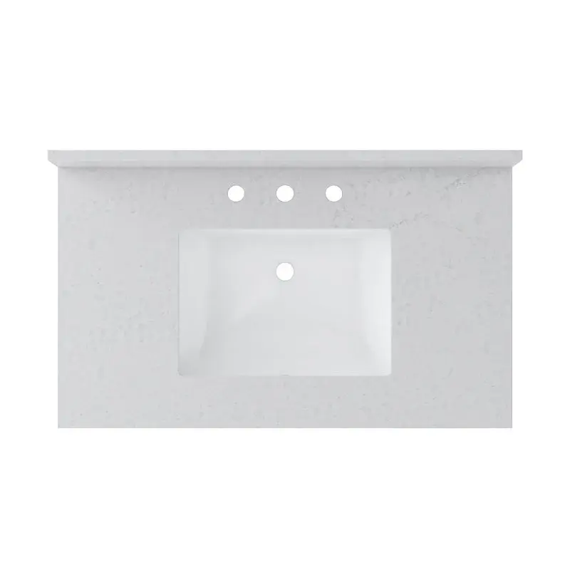Craft + Main QZ37228CVR Vanity Top, 22 OAL, 37 OAW, Ceramic/Quartz, Carrara Vita, Undermount Sink, 1-Bowl