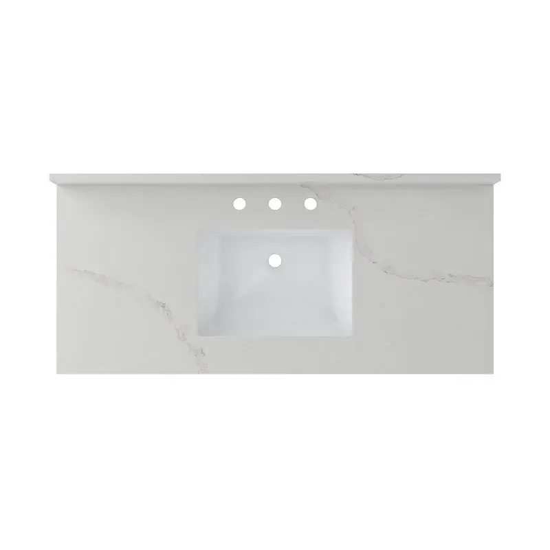 Craft + Main QZ49228CBR Vanity Top, 22 OAL, 49 OAW, Ceramic/Quartz, Calacatta Bianco, Undermount Sink, 1-Bowl