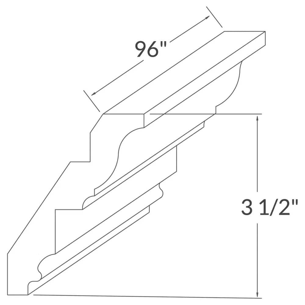 Crown Molding MCROWN3 Newport LessCare 3.5 . height 96 . depth
