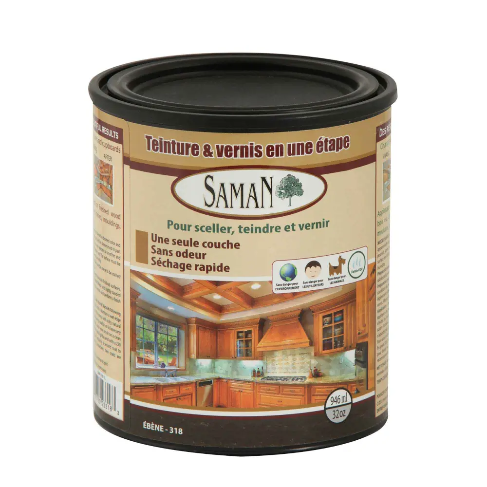Ebony One Step Wood Stain and Varnish, 946 ml
