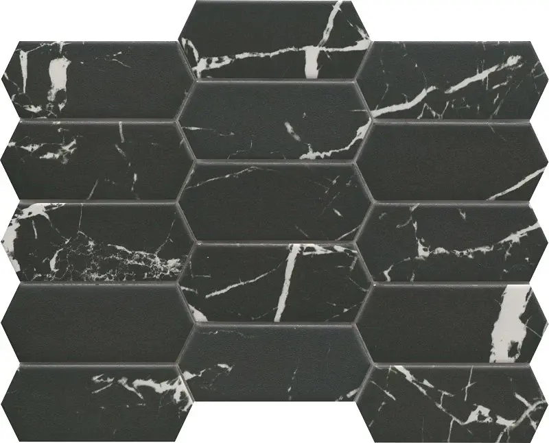 Emser Tile Elegan Series W95ELEGNE1013MTKM Porcelain Mosaic Tile, 14 L Tile, 10 W Tile, Pressed Edge, Nero