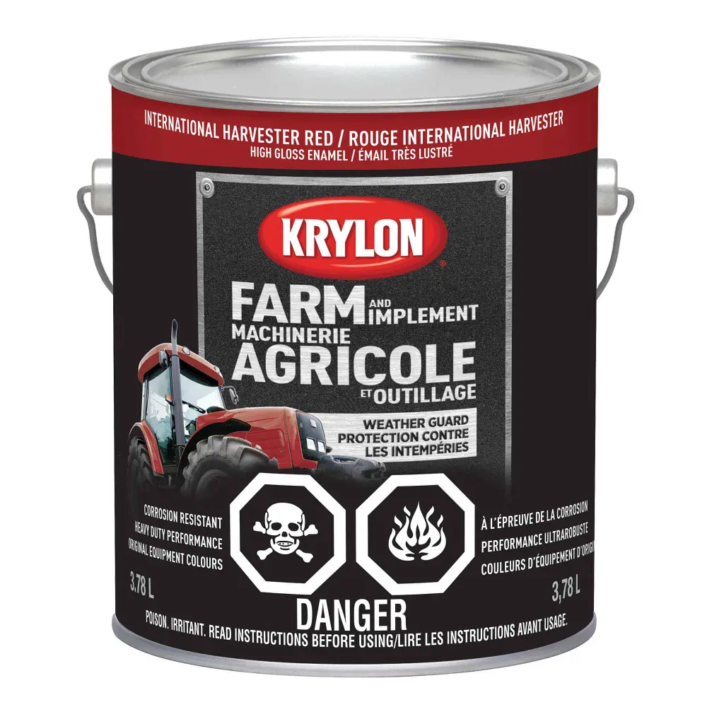 Farm and Implement Paint Brush on High Gloss Enamel International Harvester Ruby, 3.78 L